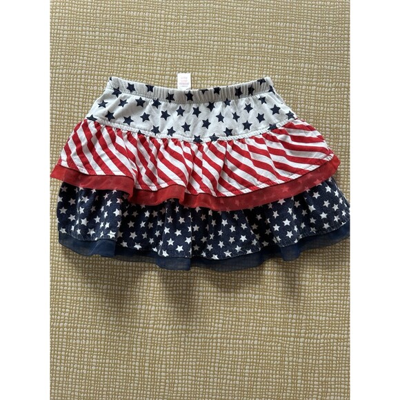 Girls Tutu Skort 4T Stars Stripes Red White Blue Patriotic Ruffle Elastic Waist - Picture 3 of 7